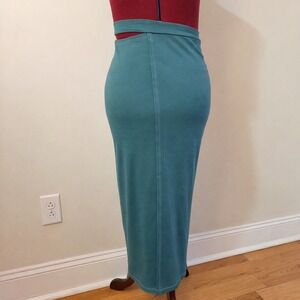 Eckhaus Latta Maxi Skirt Teal Cotton Lapped with Cut-Out Detail Size Small